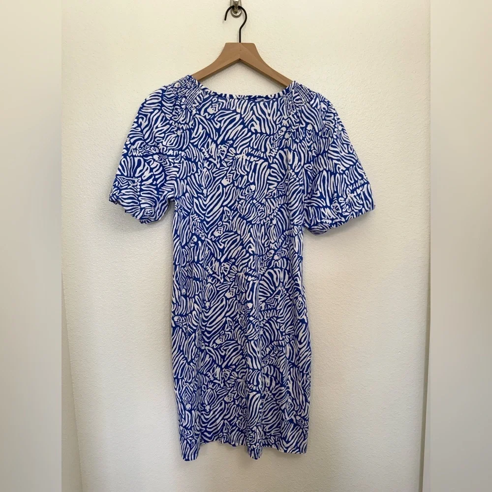 Lilly Pulitzer Rosen T-Shirt Dress Martinique Blue Zee Bebe Small Cotton - Picture 3 of 8